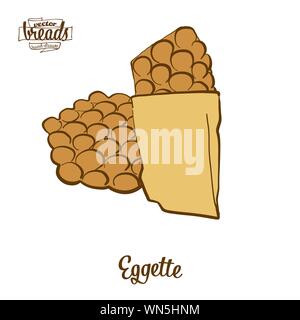 Farbige Zeichnung der Eggette Brot. Vector Illustration der Pfannkuchen essen, in der Regel in Hong Kong bekannt. Farbige Brot Skizzen. Stock Vektor