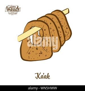 Farbige Zeichnung der Kaak Brot. Vector Illustration von gesäuertes Essen, in der Regel im Nahen Osten bekannt. Farbige Brot Skizzen. Stock Vektor