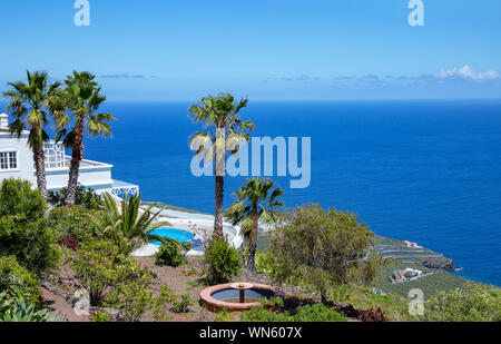 Ferienhäuser villa mit pool swimminh, La Palma, Kanarische Inseln, Spanien, Europa. Stockfoto