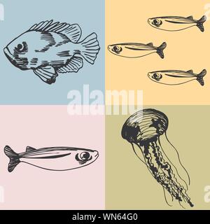 Satz von Leben im Meer Stock Vektor