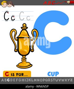 Pädagogische Cartoon Illustration von Buchstabe c von Alphabet mit Schale Tier Charakter für Kinder Stock Vektor