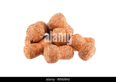 Korken von Champagner oder Sekt Korken auf weißem Hintergrund Nahaufnahme Stockfoto