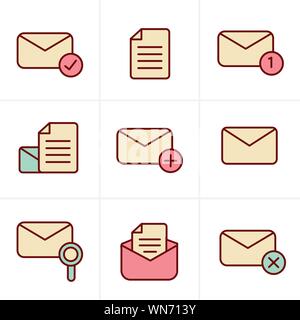 Icons Set von Icons für Nachrichten. Vektor-Design Stock Vektor