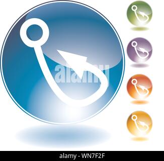 Fischerei-Haken-Crystal-Symbol Stock Vektor