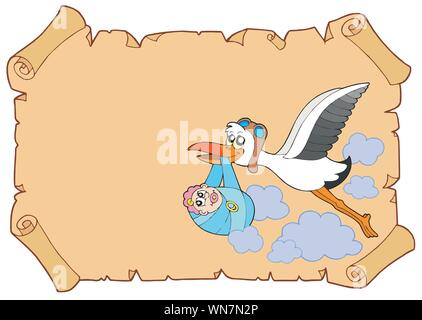 Baby Gratulation mit Stork Stock Vektor