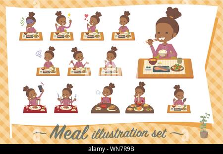 Eine Reihe von Mädchen über Mahlzeiten. Japanische und chinesische Küche, westliche Gerichte und so weiter. Es ist Vektor Kunst so ist es leicht zu bearbeiten. Stock Vektor