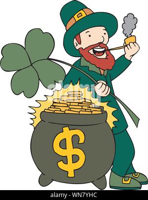 Viel Glück Topf voll Gold Stock Vektor