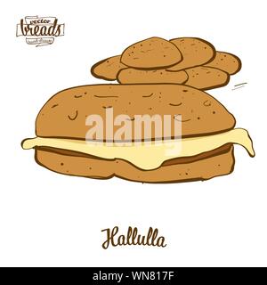 Farbige Zeichnung der Hallulla Brot. Vector Illustration von Fladenbrot Essen, in der Regel in Chile bekannt. Farbige Brot Skizzen. Stock Vektor