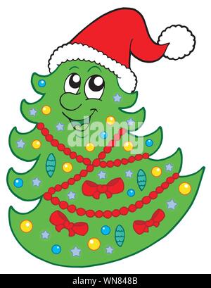Cute Weihnachtsbaum mit Hut Stock Vektor