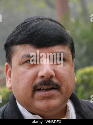 Sanjay Singh ist ein Politiker, nationaler Sprecher und aktuelle Rajya Sabha Mitglied des Parlaments von der Aam Aadmi Partei. Singh hat ein älterer Lea. Stockfoto