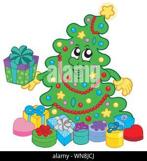 Frohe Weihnachten Baum mit Geschenken Stock Vektor