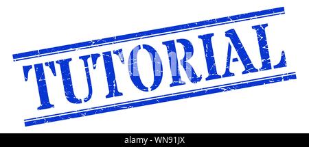 Tutorial Stempel. tutorial Square grunge unterzeichnen. Tutorial Stock Vektor