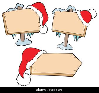 Weihnachten Holz- Zeichen mit Kappen Stock Vektor