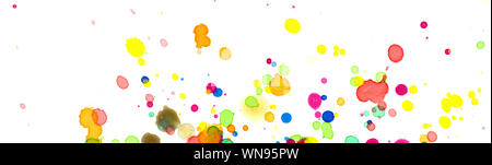 Bunte Farbtupfer in abstrakter Form, Malerei Hintergrund, Banner und Header Stockfoto