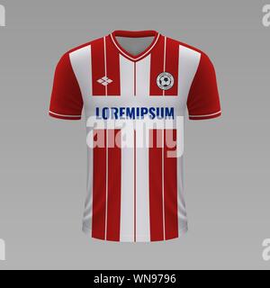 Realistische Fußball shirt Red Star 2020, Jersey Vorlage für Fußball-Kit Stock Vektor