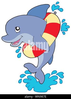 Dolphin mit aufblasbaren Ring Stock Vektor