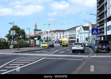 Arbeitstag der Strecke Ponta Delgada-São Miguel, Azoren Stockfoto