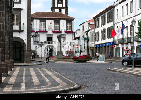 Arbeitstag der Strecke Ponta Delgada-São Miguel, Azoren Stockfoto