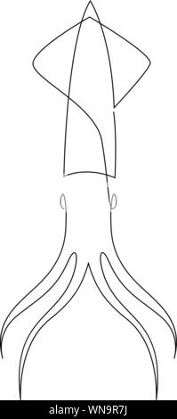 Eine durchgehende Linie zeichnen von Squid für Meeresfrüchte logo Identität. Meer Tintenfische Maskottchen Konzept. Moderne Einzel Linie zeichnen Design Vector Illustration Stock Vektor