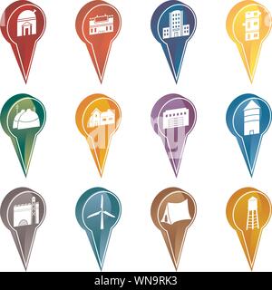 Gebäude-Marker-Symbole Stock Vektor
