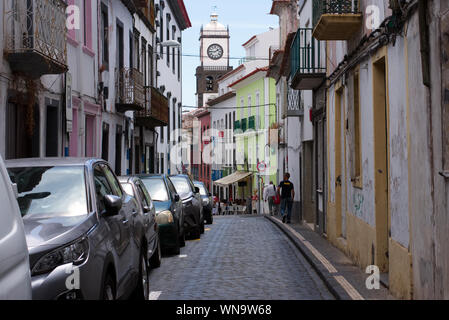 Arbeitstag der Strecke Ponta Delgada-São Miguel, Azoren Stockfoto