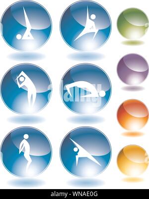 Yoga-Crystal Icon-Set Stock Vektor