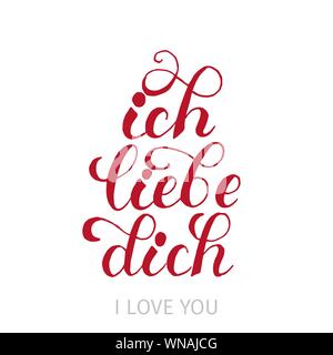 Deutsch oder holländisch Motto oder Phrase für das Sagen, ich liebe dich. Etikett für Valentinstag, Angebot für Hochzeit, Emotion oder Gefühl Ausdruck. Romantik und Zärtlichkeit, Typ und Schriftzug Thema Stock Vektor