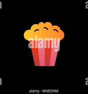 Popcorn Verpackung einfache bunte Symbol auf schwarzem isoliert. Stock Vektor