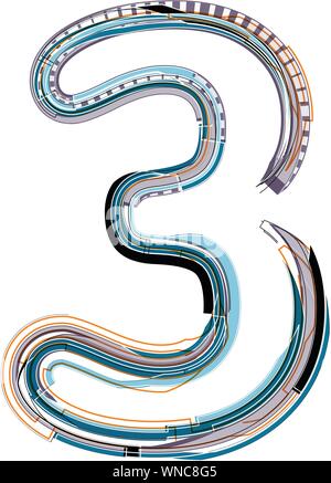 Schrift-Bild Nummer 3 Stock Vektor