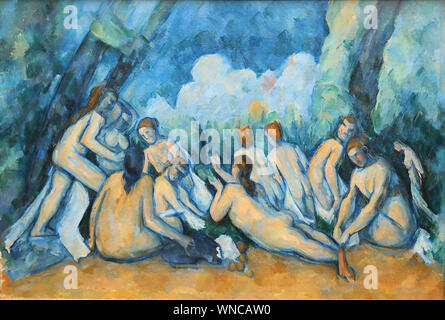 Bathers (Les Grandes Baigneuses) vom französischen impressionistischen Maler Paul Cezanne in der National Gallery, London, Großbritannien Stockfoto