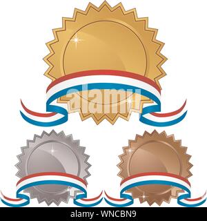 Satz von 3 Etiketten mit Band Stock Vektor