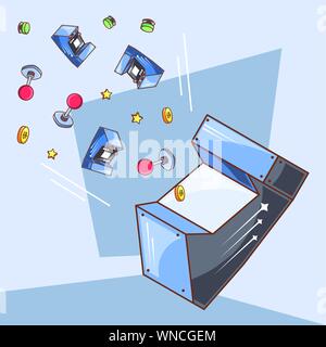 Classic Video Game Konsole von Münzen Vector Illustration Design Stock Vektor