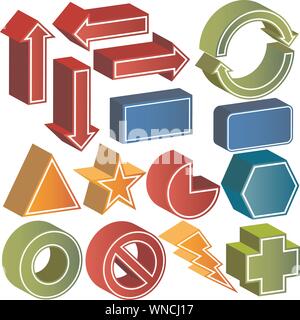 3D Icon-Set Stock Vektor