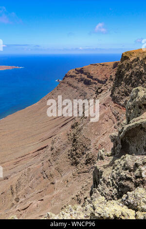 Außergewöhnliche Aussicht vom Mirador del Rio, eine Böschung genannt Batería del Río im Norden der kanarischen Insel Lanzarote, Spanien Stockfoto