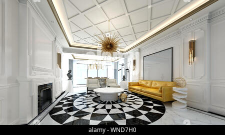 3D-Render von Neo Classic Home Interior Stockfoto