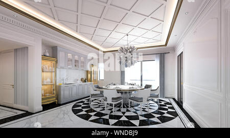 3D-Render von Neo Classic Home Interior Stockfoto