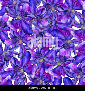 Clematis helle blaue Blume nahtlose Muster Stockfoto