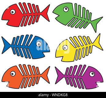Verschiedenen Farben fishbones Stock Vektor