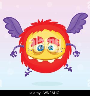 Cute cartoon fliegende Monster. Halloween Vektor flauschig roten Monster Stock Vektor