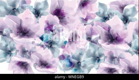 Purple floral Vektor Aquarell. Provence rustikale Poster. Hochzeit, Geburtstag Hochzeit event Einrichtung Stock Vektor