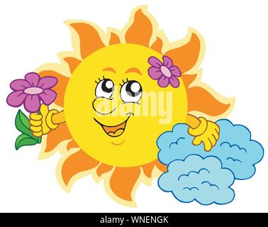 Cute Sonne mit Blume Stock Vektor