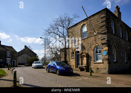 Ehemalige Polizeistation in Conservation Area. Markt Pl, Mottram in Longdendale, Hyde, Tameside Greater Manchester, Stockfoto