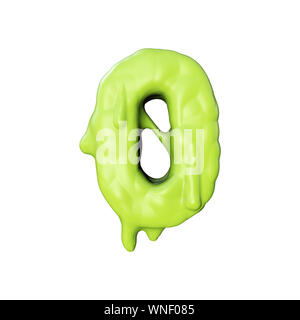 Nummer 0 grünen Schleim nässen halloween Font. 3D-Rendering Stockfoto