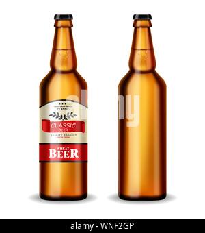 Bier Flasche Vektor realistische Mock up. Product Placement. Label Design. 3D-Darstellung Stock Vektor