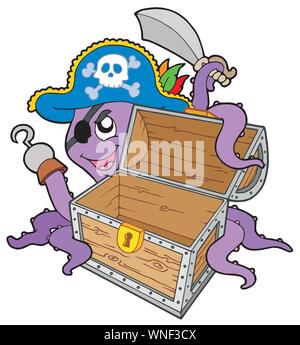 Pirate Octopus mit Brust Stock Vektor