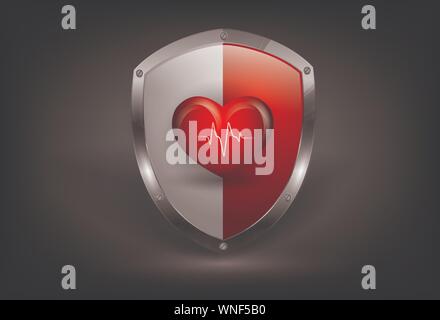 Vektor bunte Schild mit Herz und Puls Stock Vektor