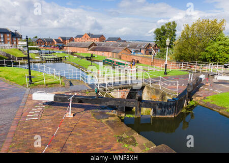 Schleusentore am National Waterways Museum auf dem Shropshire Union Canal in Ellesmere Port Stockfoto