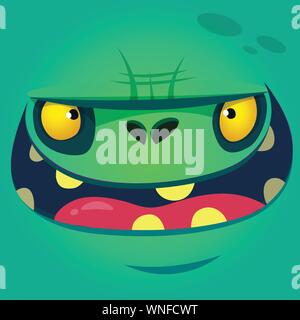 Cartoon zombie Gesicht. Vektor Halloween Monster Stock Vektor