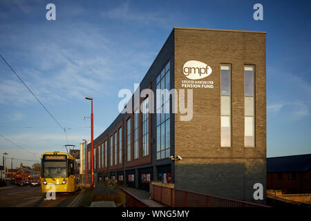 Tameside, GMPF HQ - Greater Manchester Pensionsfonds - Scots Guards Tony Downes Haus, 5 Manchester Road, Droylsden Stockfoto