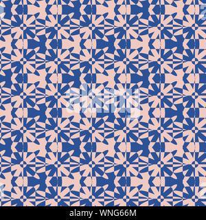 Die nahtlose Vektor Muster mit floralen und geometrischen Formen in Pink und Indigo Blau Stock Vektor